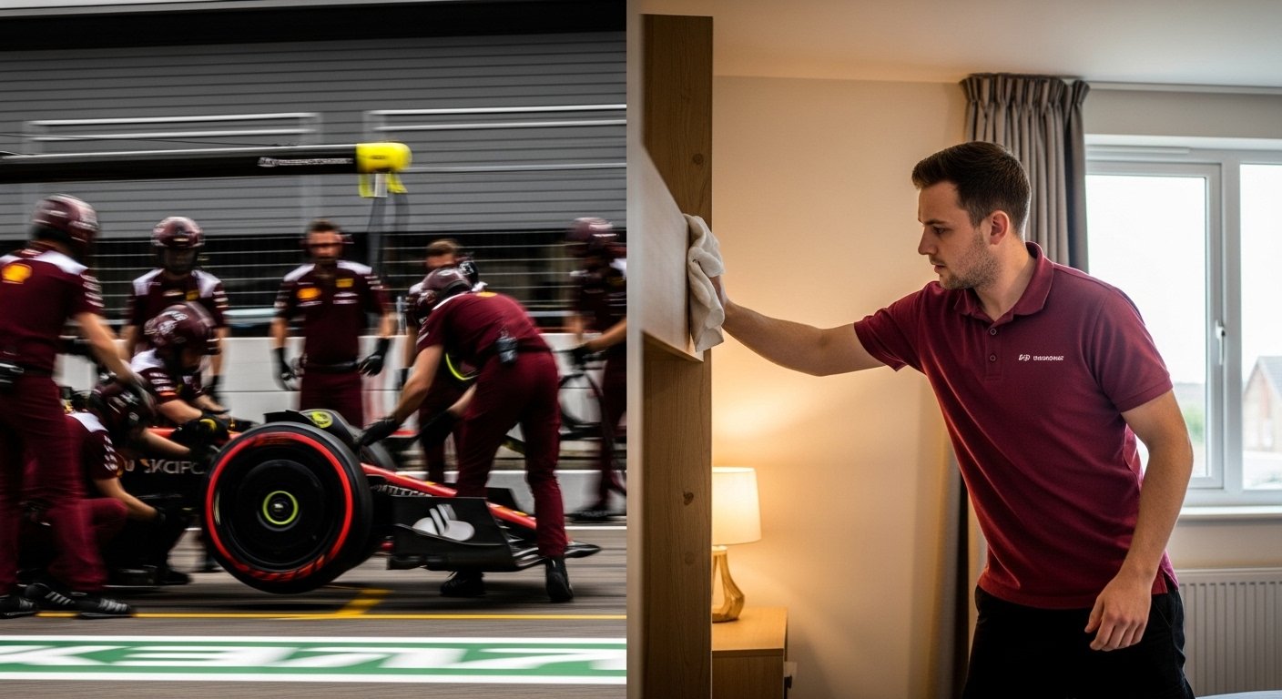 The F1 Pit Crew cleaning methodology in action at a university