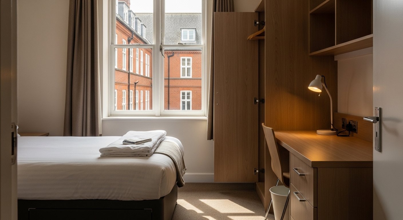 Clean student accommodation room ready for inspection after summer turnover